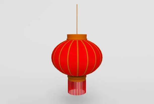 Red Chinese lantern 3d illustration Chinese new year decor ornament