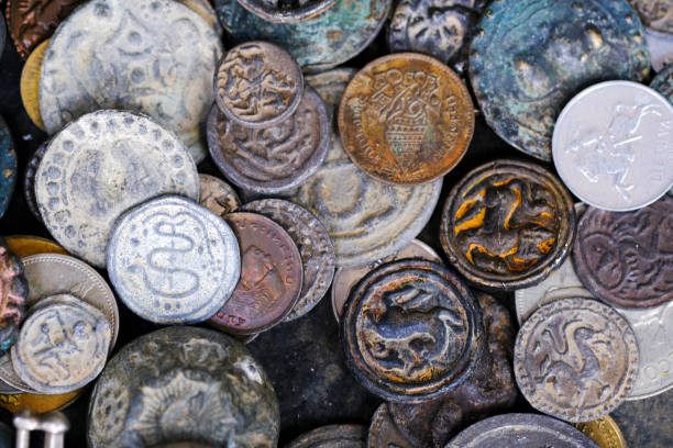 istock Old coins Background, Ancient coins, currency. 1453146666