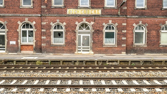 A closed and dilapidated train station building from Eichenberg Germany