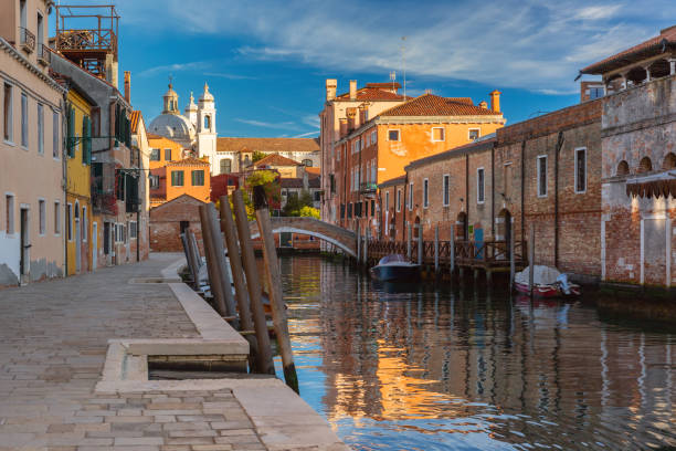 Typical Venetian canal in Venice, Italy stock photo