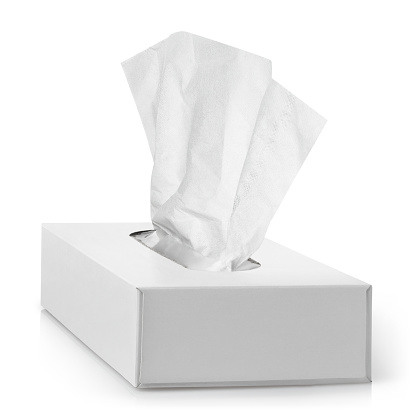 White paper tissue box, isolated on white background