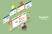 istock 3D Isometric Flat Vector Conceptual Illustration of Backlink Strategy 1453154940