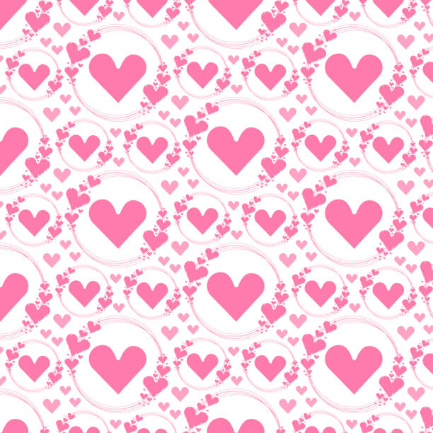 любовь сердца бесшовный вектор нарисованный от руки узор на белом фоне. абстрактная пастельная цветовая текстура. оберточная бумага для тк - white background valentines day box heart shape stock illustrations