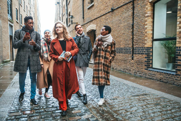 istock Multi ethnic group of friends on a winter vacation 1453165440