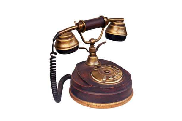 istock Vintage phone with a large dial, close-up, isolated on a white background 1453169921