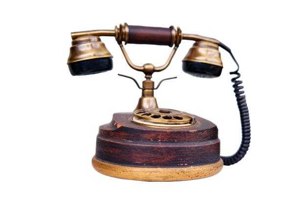 istock Retro phone with a large dial, isolated on a white background 1453169923