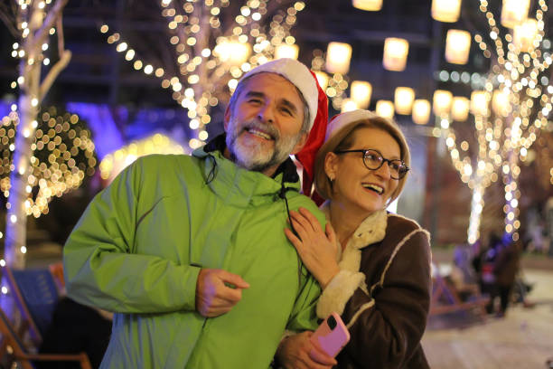 istock Senior couple enjoy in Christmas days 1453171504