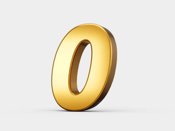 istock Golden metallic Number 0 Zero, White background 3d illustration 1453172586