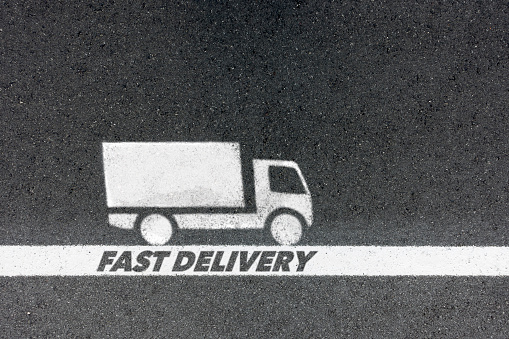 fast delivery artwork on asphalt