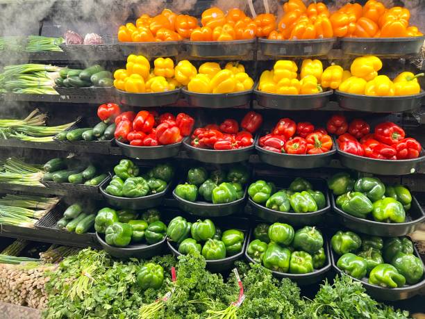 istock Pepper - Green onion - Cucumber - Vegetables - Grocecy store 1453175035