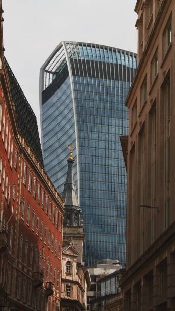 istock Vertical shot of modern buildings on a cloudy day 1453177606