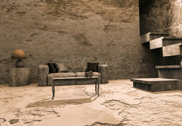 istock Old dilapidated living room. 1453178126