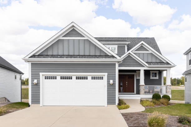 High quality stock photo of a home exterior in a residential neighborhood in California.