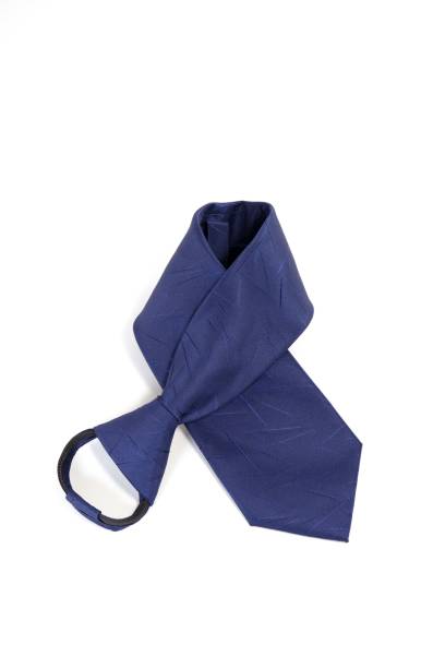 istock Vertical shot of a blue polyester necktie isolated on a white background. 1453187562