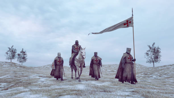 istock Medieval soldiers wear armor while on a crusade 1453202672
