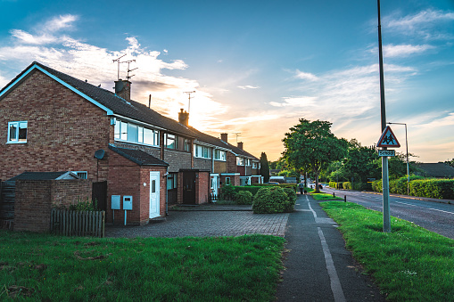 Terraced Red Brick Houses in a Typical English Town