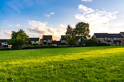 Detached suburban house back garden in the UK