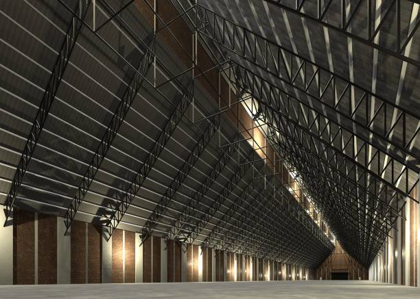 istock 3D illustration of warehouse with cathedral space 1453208654