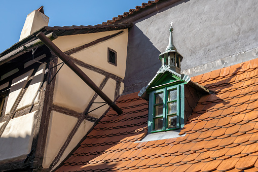 Traditional half-timbered houses in old town Colmar, Alsace, France.