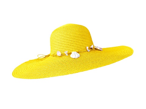 White sunhat with flowers isolated over a white background.