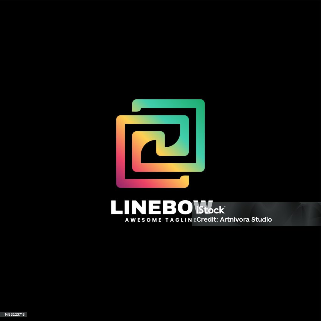 Vector Illustration Square Gradient Line Art Style Stock Illustration ...