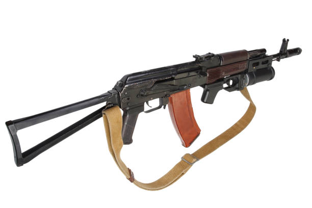 istock Kalashnikov AK 74 rifle with under-barrel grenade launcher 1453224569
