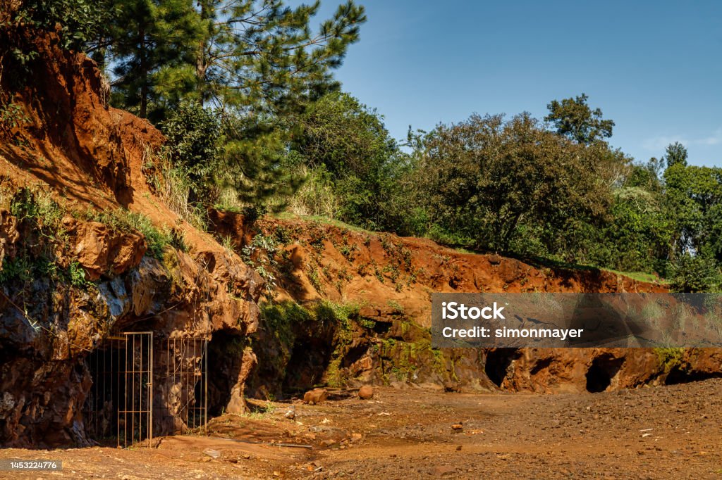 Entrances to the mines in Wanda, Misiones, Argentina Mine Stock Photo