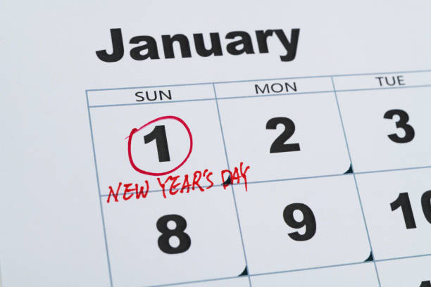istock Red mark on the calendar at January 1 1453229845