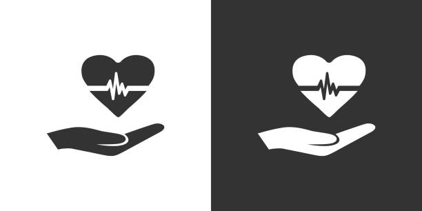 illustrations, cliparts, dessins animés et icônes de icône de silhouette de charité et de don - consoling human hand human heart care