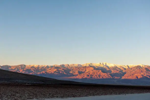 Landscape shot of the Badwater area in Death Valley, Ca., around sunrise.
