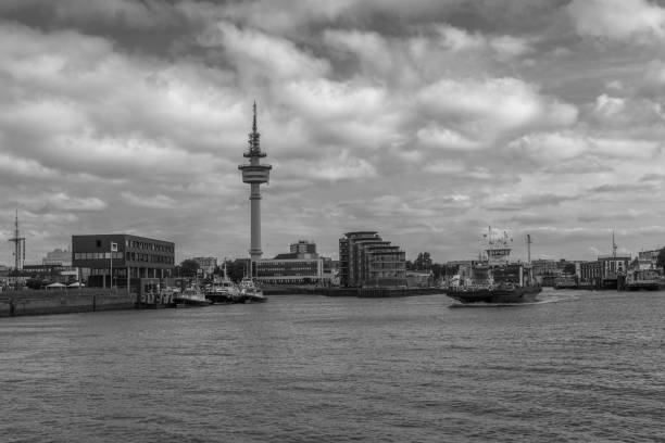 bremerhaven, germany-august 27, 2022: the 106 meter high Bremerhaven Radar Tower