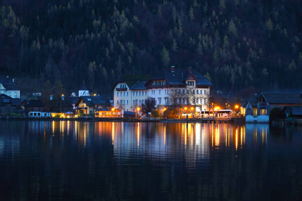 istock Hallstatt Lake light reflections at night 1453249527