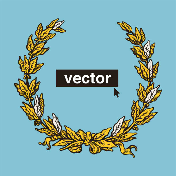 Classic illustration for historical art, Victorian book divider, vintage poster. Vector triumph and success element.