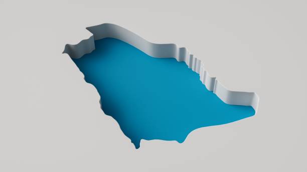 istock Saudi Arabia Map 3d inner extrude map Sea Depth with inner shadow. 1453253833