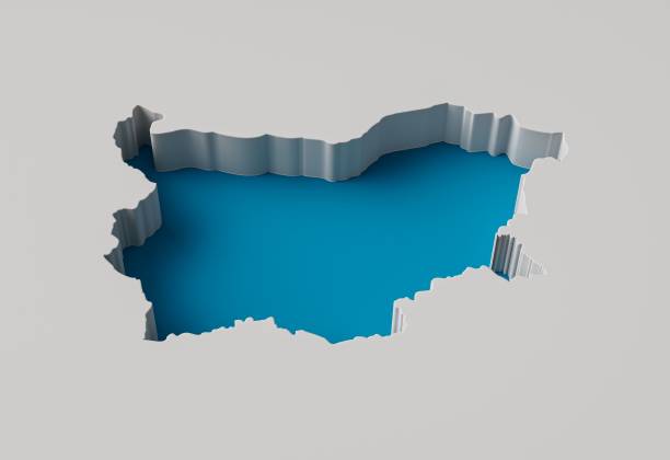 istock 3d illustration of Bulgaria map inner extrude with black shadow 1453253844