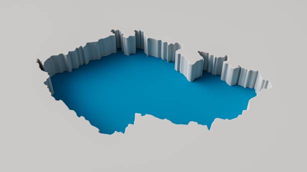 istock Czech Republic 3d inner extrude map Sea Depth with inner shadow. 1453253854