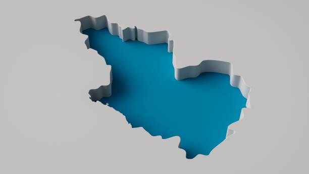 istock Madina  Map 3d inner extrude map Sea Depth with inner shadow. 1453253856