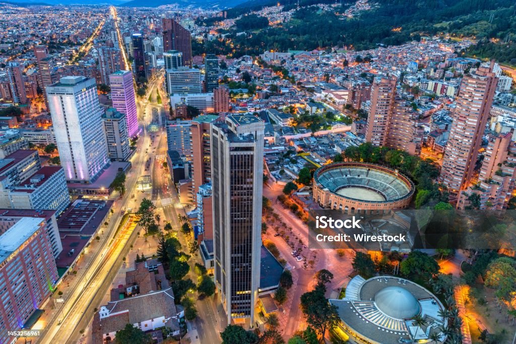 Aerial view of modern Bogota cityscape in Colombia in the afternoon An aerial view of modern Bogota cityscape in Colombia in the afternoon Bogota Stock Photo