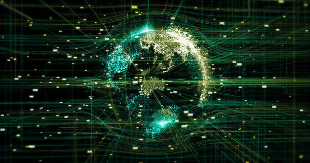 istock Digital earth rotating slowly. Social network concept. 1453257112