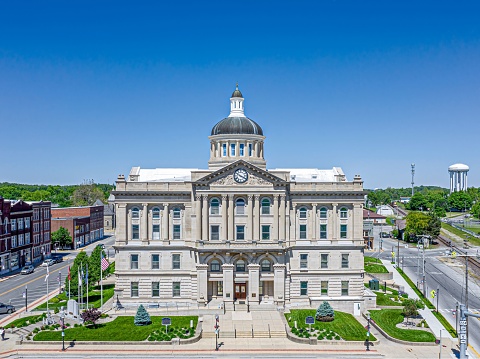 The view of Huntington County Courthouse. Indiana, United States.