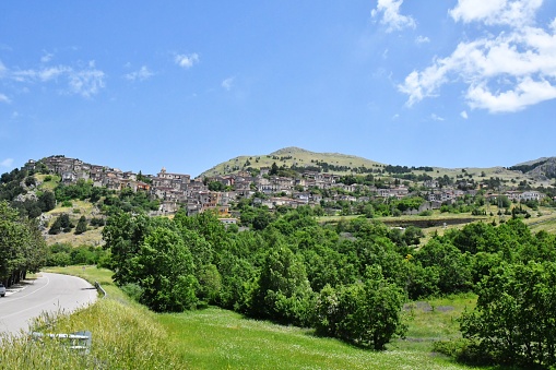 The landscape around Marsicovetere, a village in the mountains of Basilicata, Italy.
