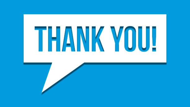 istock Thank you message for card, presentation, business. Expressing gratitude, acknowledgment and appreciation. Minimalist abstract design with white cut out paper on blue background 1453265514