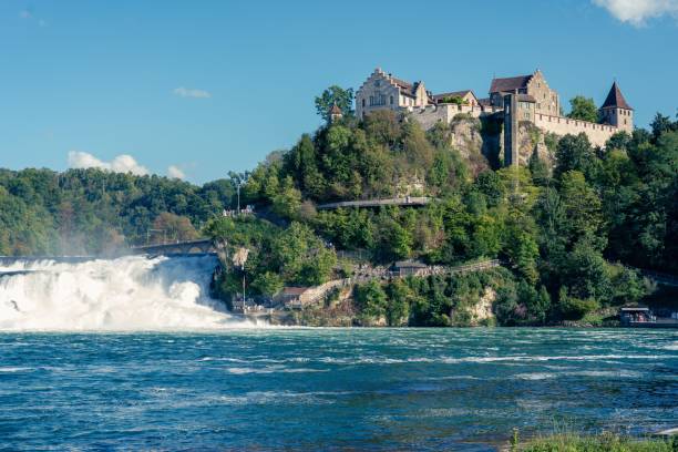 istock Aerial view of flowing river surrounded by dense trees in Switzerland 1453267708