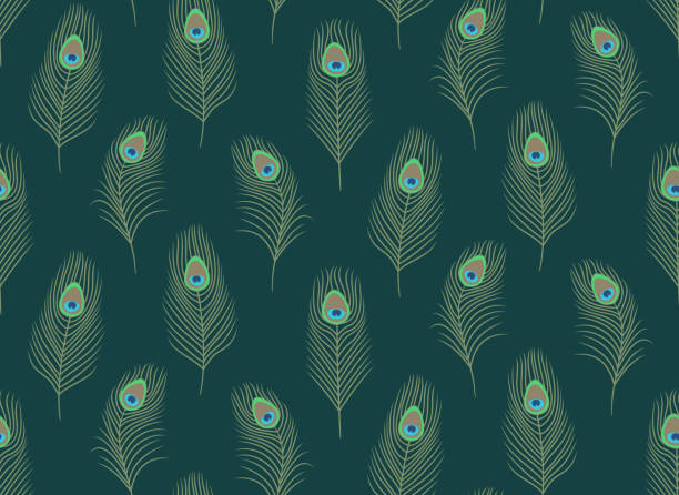 Seamless pattern with peacock feathers. Seamless pattern with peacock feathers. Beautiful nature texture in flat style. peacock feather stock illustrations