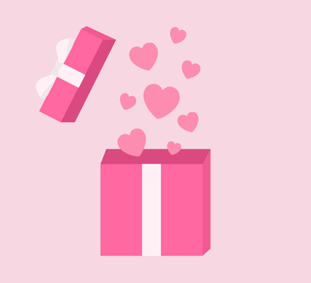 illustrazioni stock, clip art, cartoni animati e icone di tendenza di confezione regalo aperta con cuori rosa volanti.concetto di san valentino - box cardboard box open opening