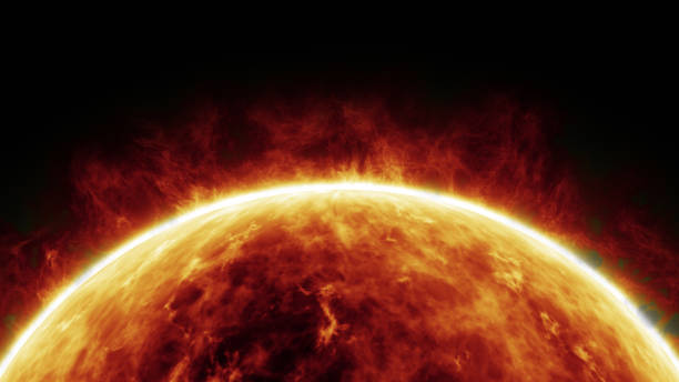 istock Close Up Solar Energy, Burning Sun on black background with clipping path. 1453274282