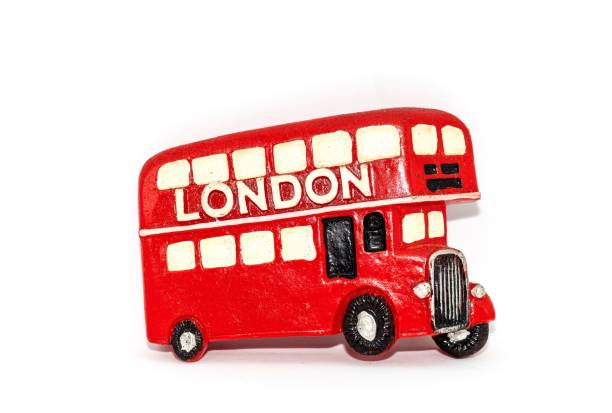 Closeup shot of a souvenir magnet with the London bus A closeup shot of a souvenir magnet with the London bus london memorabilia stock pictures, royalty-free photos & images