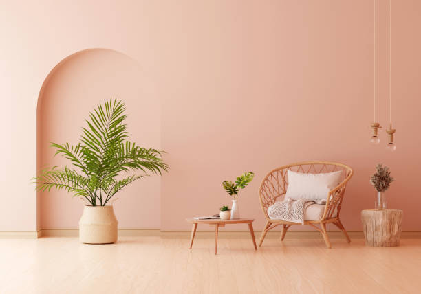 istock Wood chair in living room with copy space, 3D rendering 1453276331