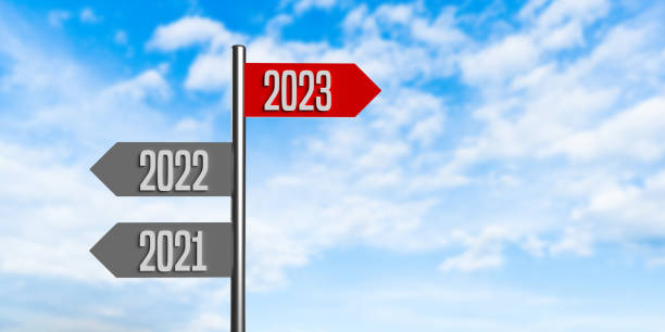 istock 2023 ahead road sign on cloudy sky 1453276612