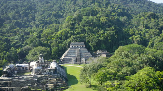 Drone shot of pyramid Maya.